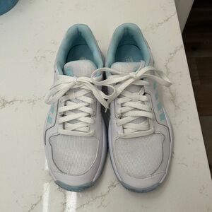 K-Swiss White and Light Blue Court Express Pickleball Shoes